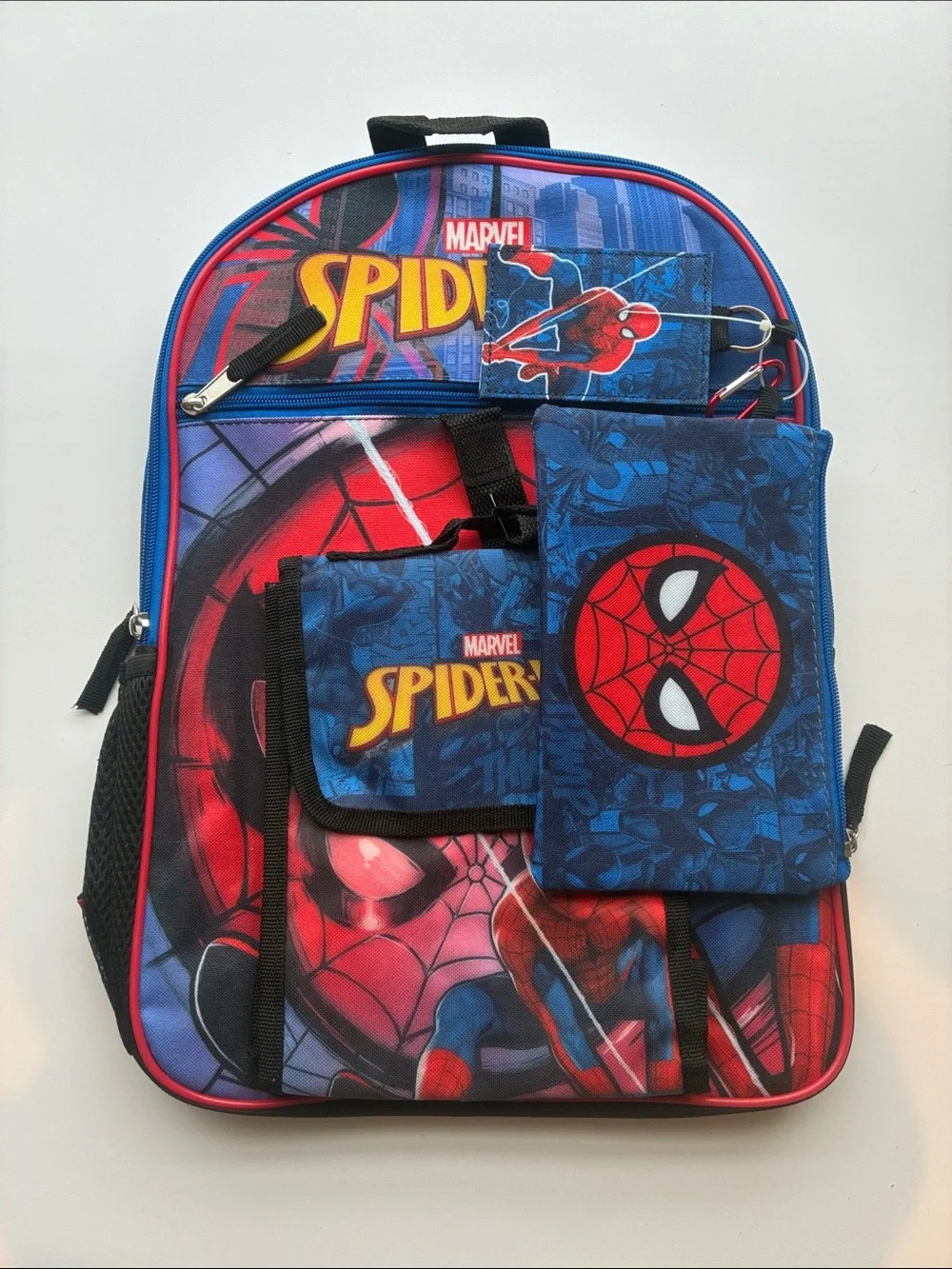 Marvel Spider-Man Red and Blue Kids Backpack with Matching Accessories